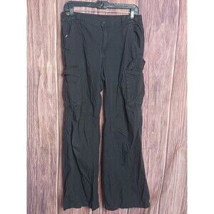 H&M Divided Black Elastic Waist Utility Cargo Pants Wide Leg Size 8